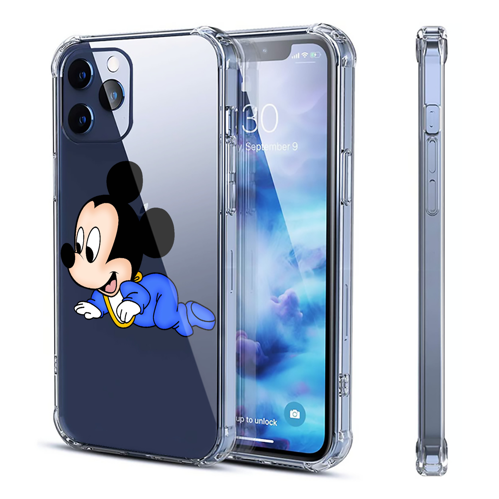 （画像用） ミッキーマウス Mickey Mouse 【iPhone 12シリーズ対応】透明スマホケース（クリアソフトケース）